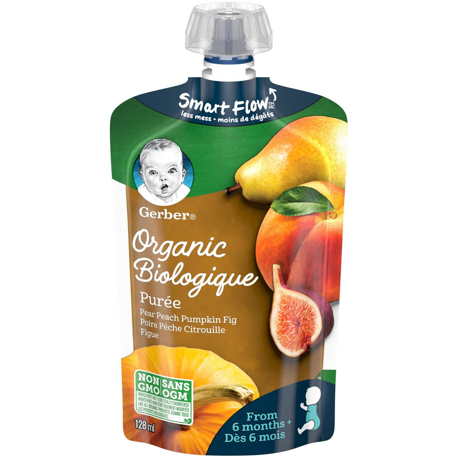 GERBER® Organic Purée, Pear Peach Pumpkin Fig, Baby Food, 128 ml