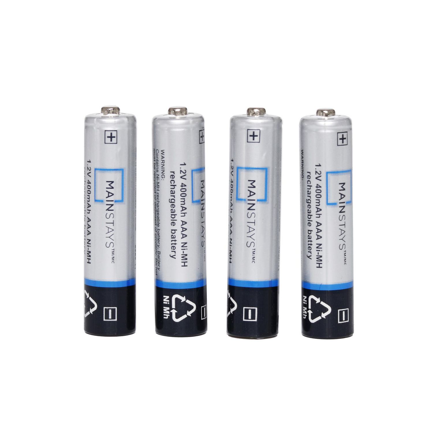 4 piles AAA NiMH rechargeables de 1,2 V 400 mAh