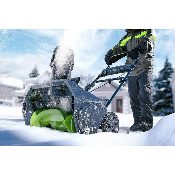 Souffleuse à neige sans fil Greenworks PRO 80 V 12 pouces, avec batterie  2,0 AH et chargeur 