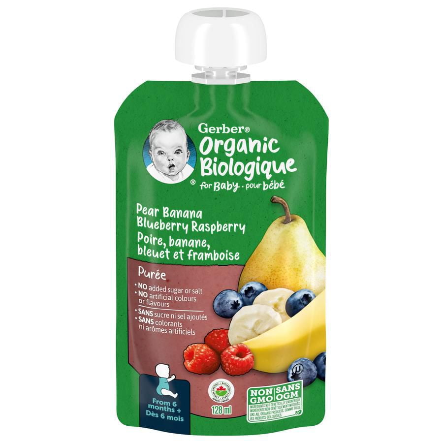Download GERBER Organic Purée, Pear Banana Blueberry Raspberry ... Yellowimages Mockups