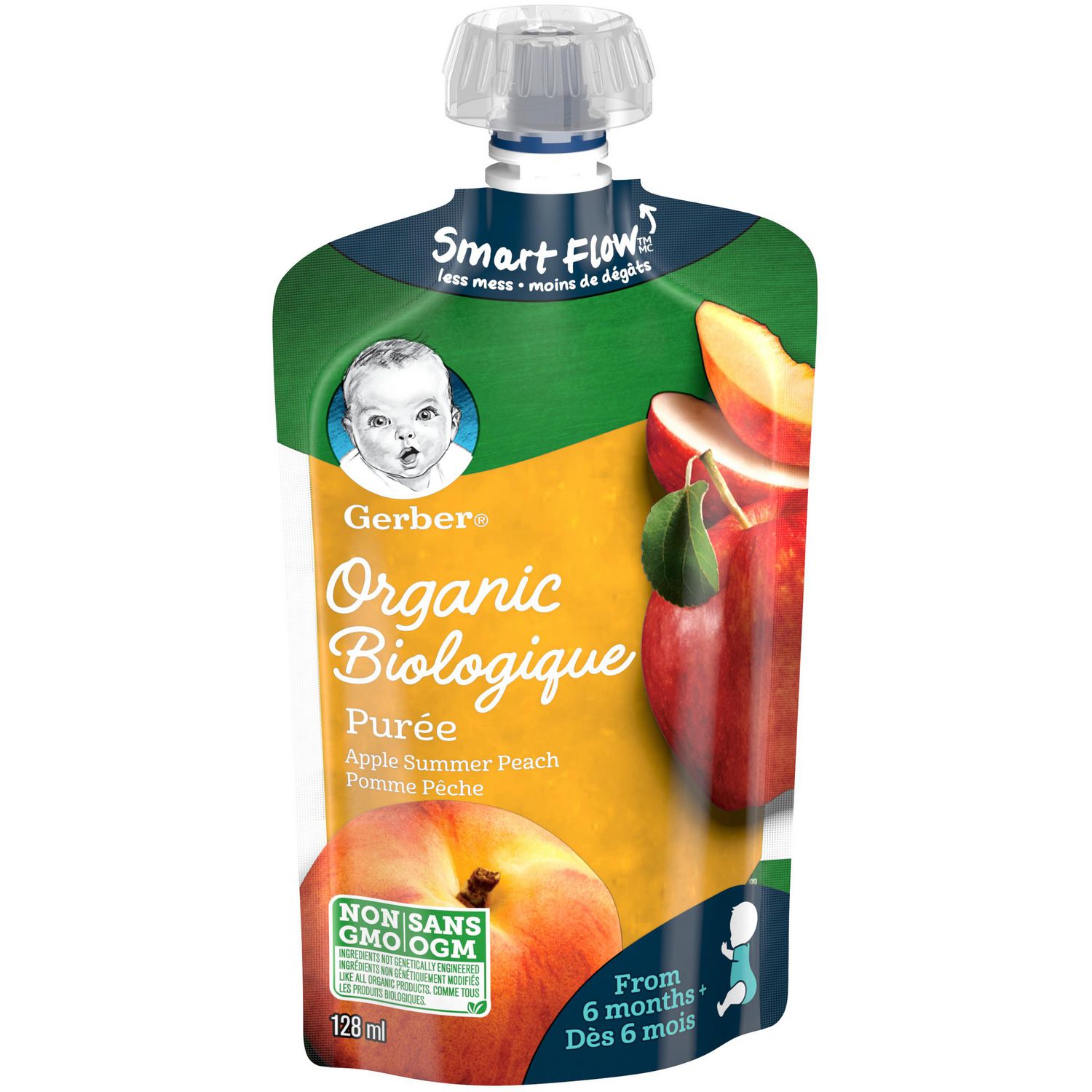 Puree Gerber Biologique Pomme Peche Aliment Pour Bebe 128 Ml Walmart Canada