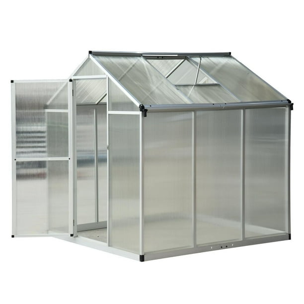 Walk-In Greenhouse For Outdoor Gardening – Polycarbonate Panels, Aluminum Frame, Roof Vent & Gutter System