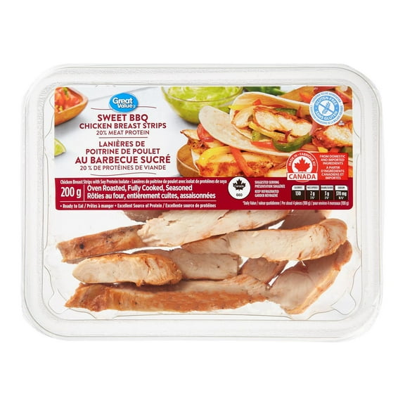 Great Value fully cooked Sweet BBQ Chicken Breast Strips