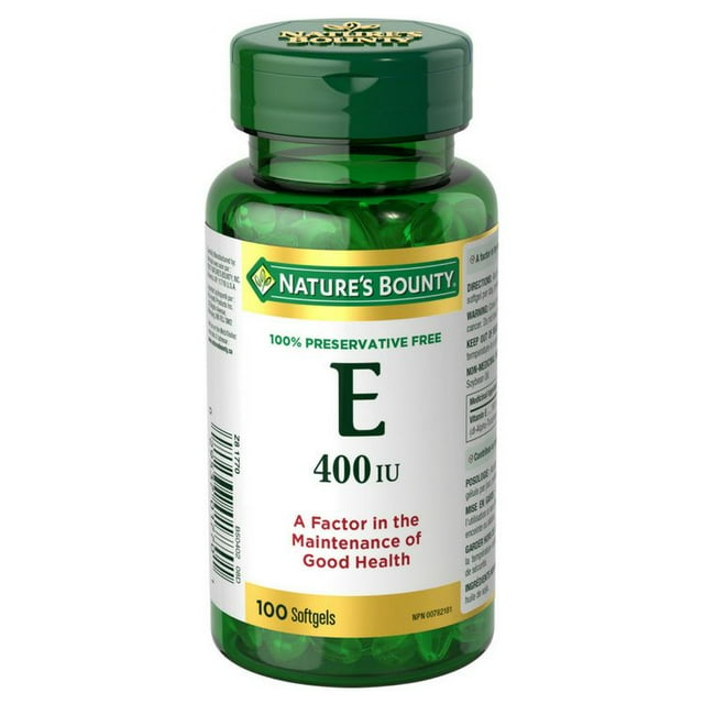 NATURE'S BOUNTY Vitamin E 400 IU, Antioxidant Supplement For The Maintenance Of Good Health, For Adults And Children 12+, Preservative Free, One Softgel, 100