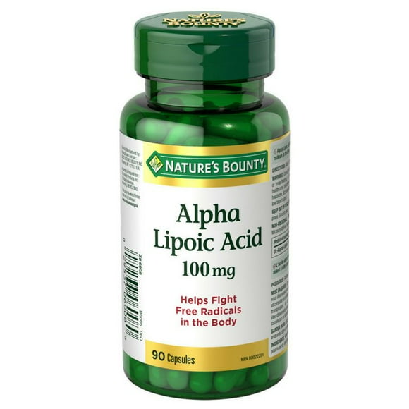 NATURE'S BOUNTY Alpha Lipoic Acid, 100 mg, Promotes Healthy Glucose Metabolism, Provides Antioxidants, Capsules 90.0 count, 90 Caplets