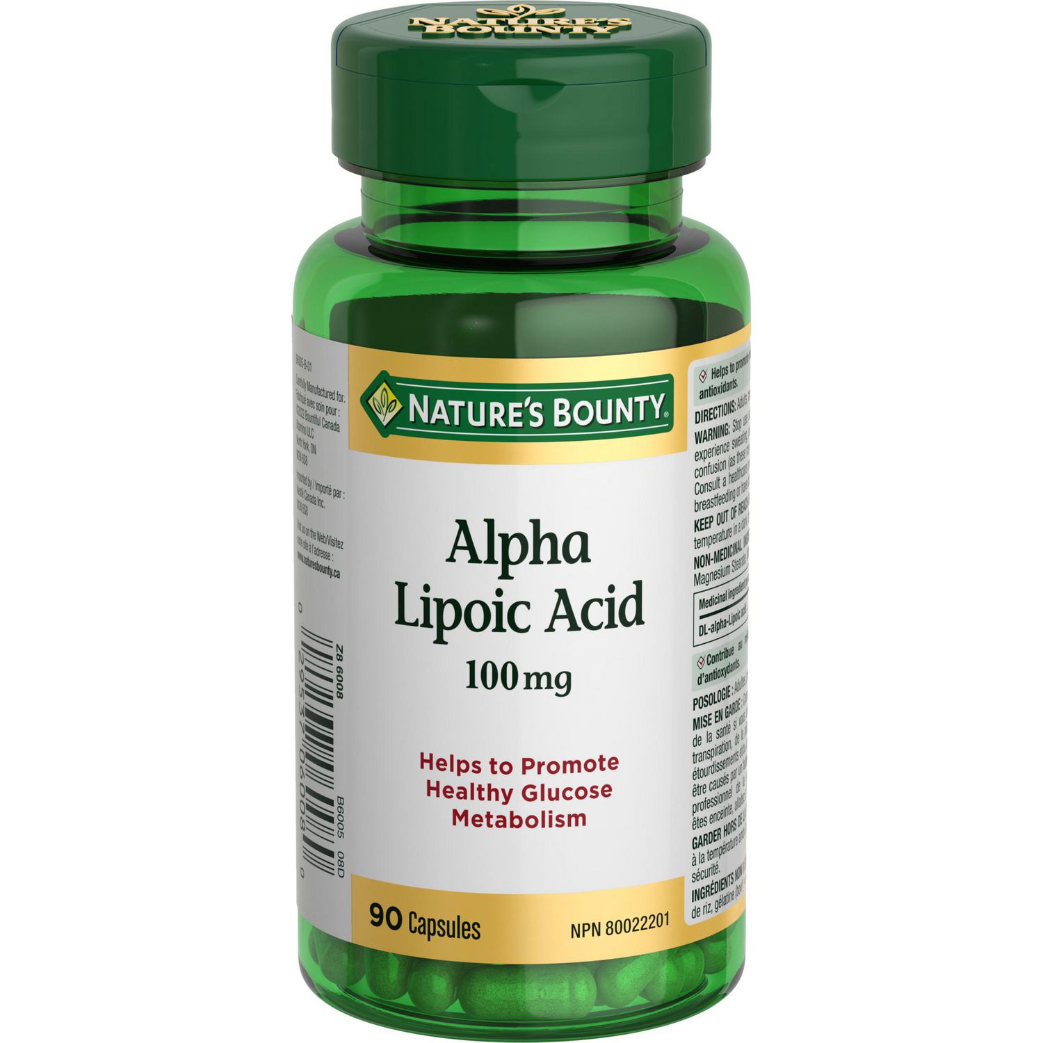 NATURE'S BOUNTY Alpha Lipoic Acid, 100 mg, Promotes Healthy Glucose Metabolism, Antioxidant