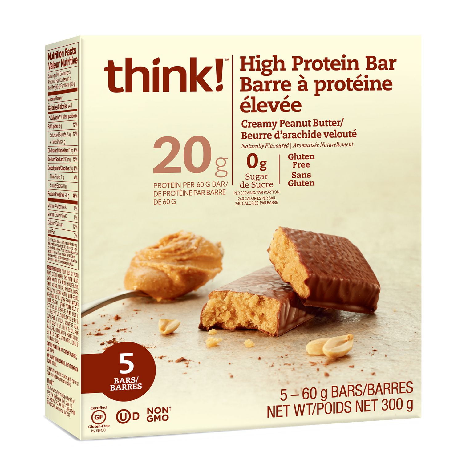 ThinkThin High Protein bar 20g Protein Creamy Peanut Butter 5ct Walmart Canada