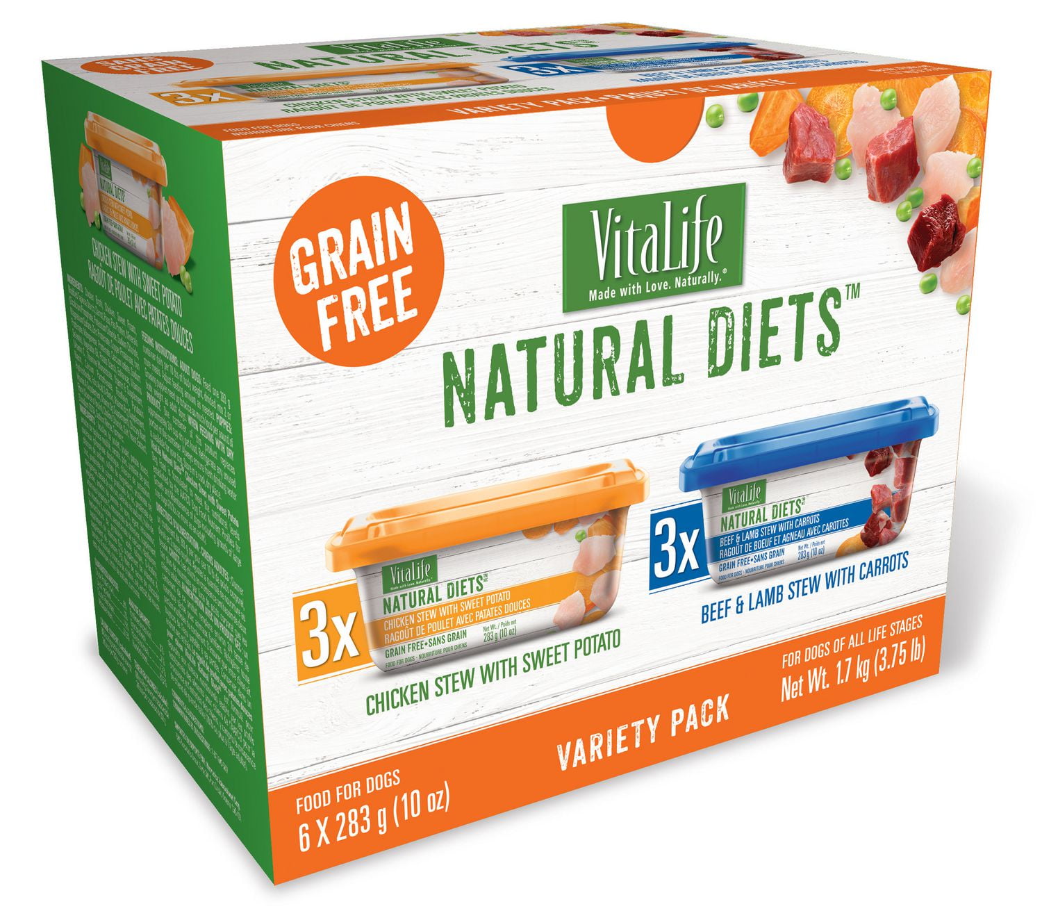 VitaLife Natural Diets Dog Food Variety Pack, Chicken Stew with Sweet