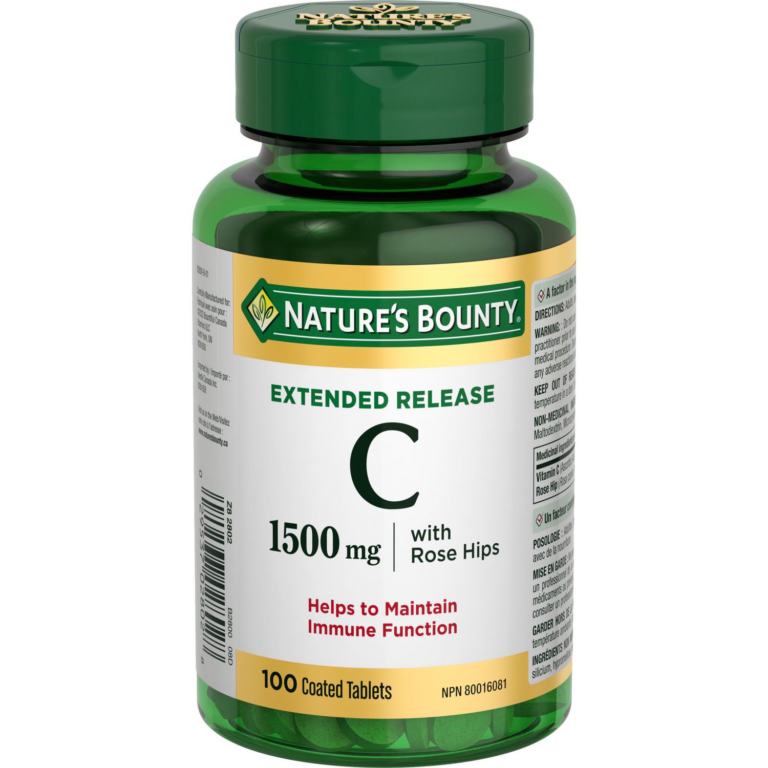NATURE'S BOUNTY Vitamin C with Rose Hips, 1500 mg, Extended Release
