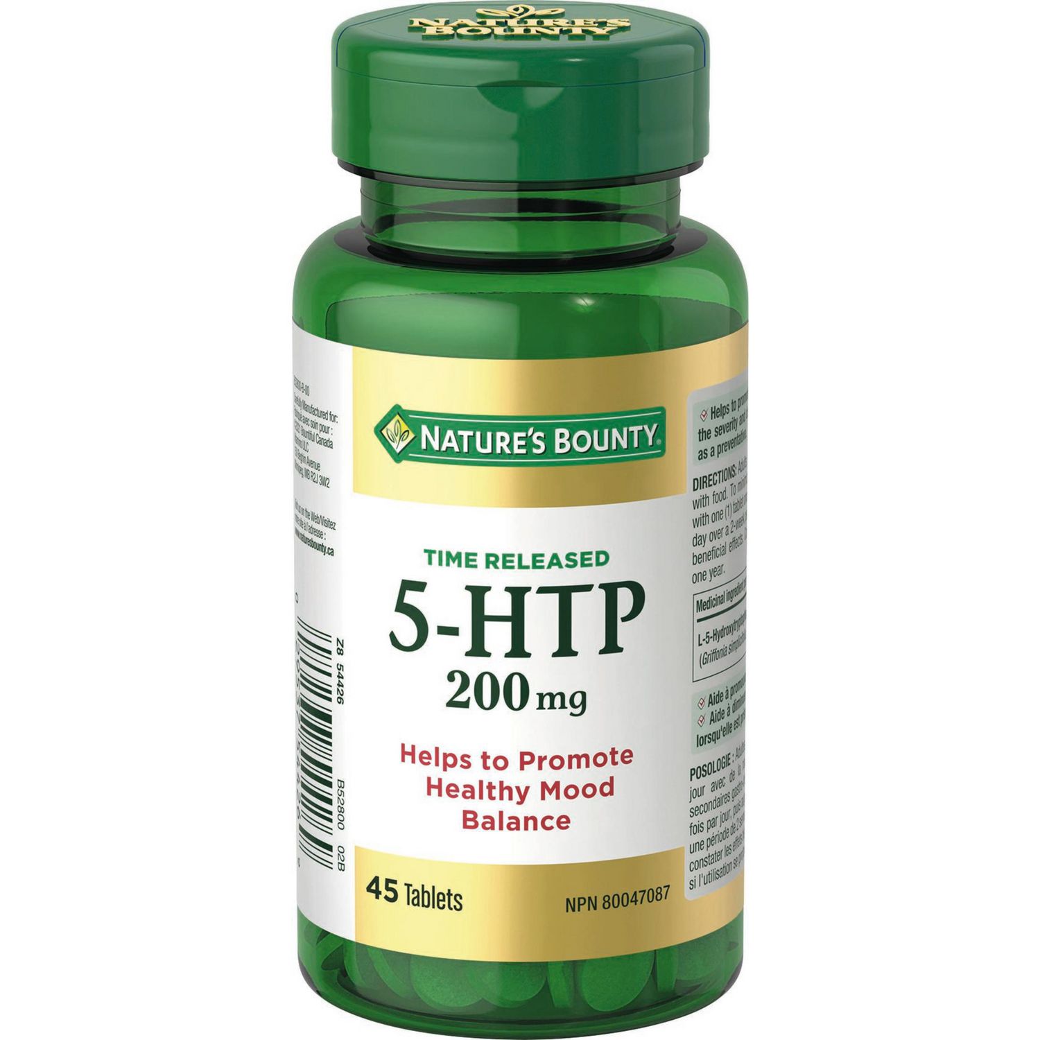 NATURE'S BOUNTY 5-HTP Time Released 200 mg, Helps to promote healthy mood balance