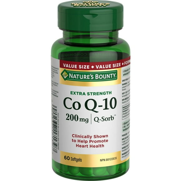 NATURE'S BOUNTY Co Q-10, 200 mg, Extra Strength, Clinically Shown To Help Promote Heart Health, Provides Antioxidants, Helps Maintain Healthy Heart Function, Softgels 60.0 pack