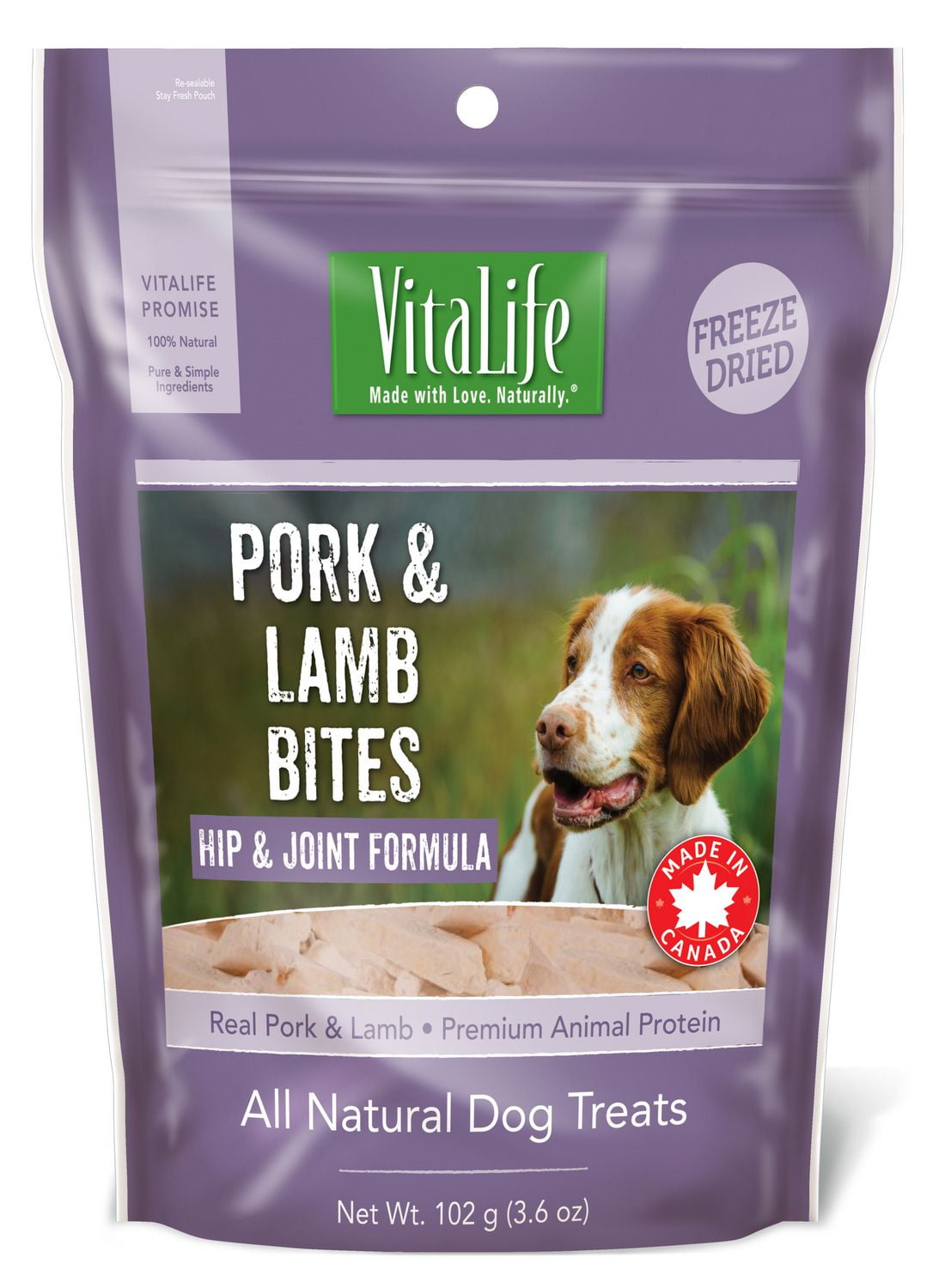 VitaLife All Natural Dog Treats Pork & Lamb Bites, Hip & Joint Formula