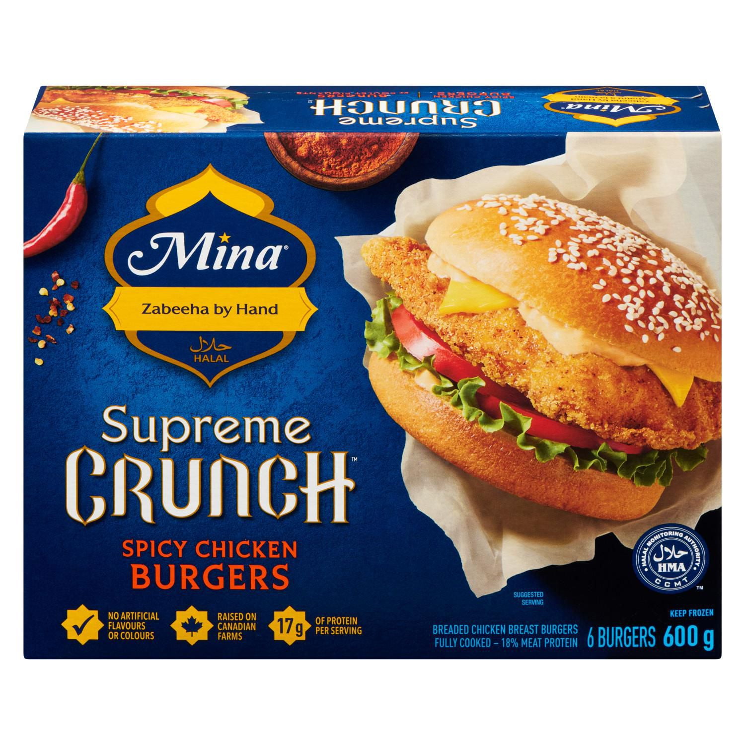 Mina Supreme Crunch Halal Spicy Chicken Burgers Walmart Canada