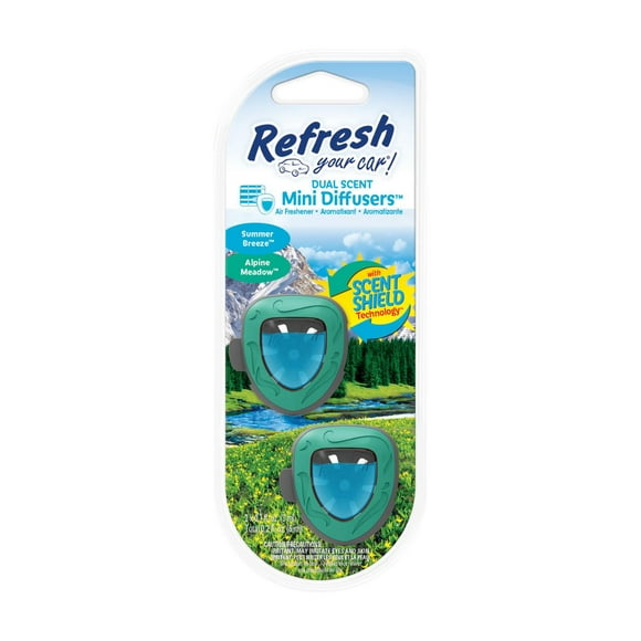 Assainisseur d’air Refresh Your Car! (parfum Fraîcheur alpine/Brise estivale, emballage de 2 Assainisseur d’air (parfum Fra