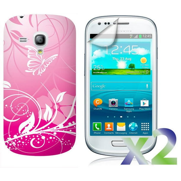 Étui Exian pour Samsung Galaxy S3 Mini à motif de fleurs et papillons - rose