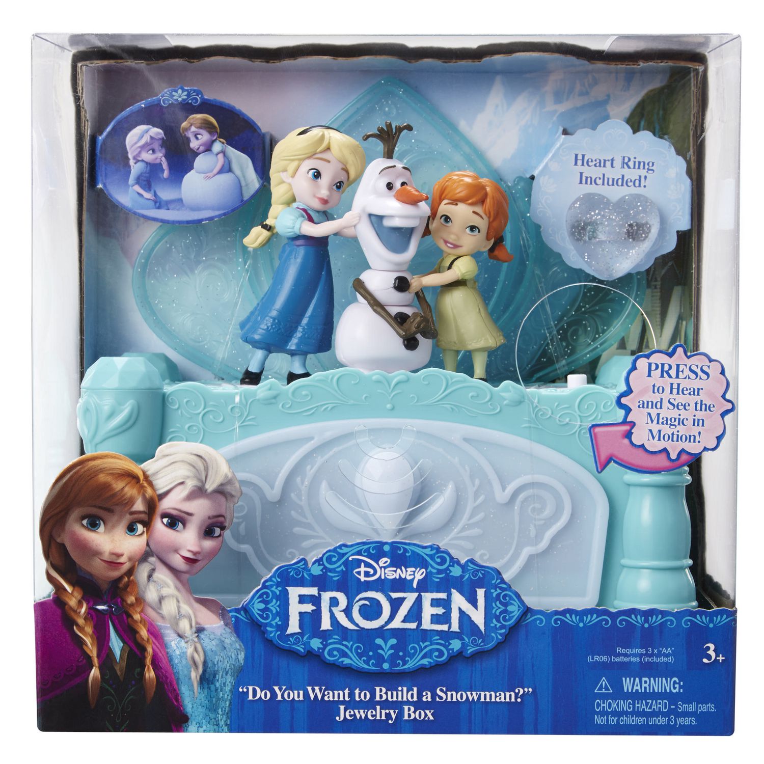 Disney Reine des Neiges Boîte à bijoux Musicale et Lumineuse Elsa & Nokk  avec bague en forme de flocon de neige : : Mode
