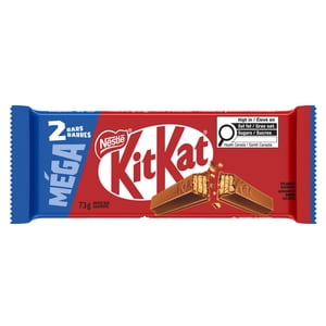 KITKAT Mega Size, Two 4-finger Wafer Bars, Crispy Wafers, Smooth Milk Chocolate