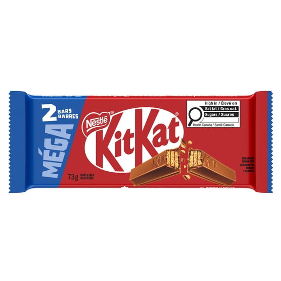 KITKAT Mega Size, Two 4-finger Wafer Bars, Crispy Wafers, Smooth Milk Chocolate