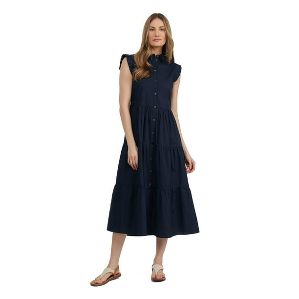 Mexx robe à volants en coton à boutons pour femmes Tailles: XS-XL