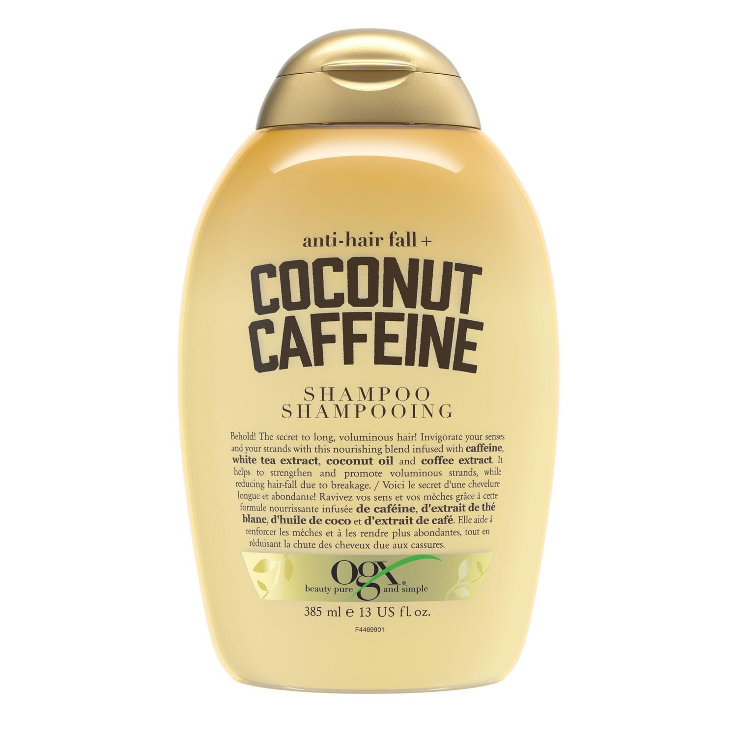 OGX Anti-Hair Fall + Coconut Caffeine Strengthening Shampoo with Caffeine,  Coconut Oil & Coffee Extract, 385 mL 