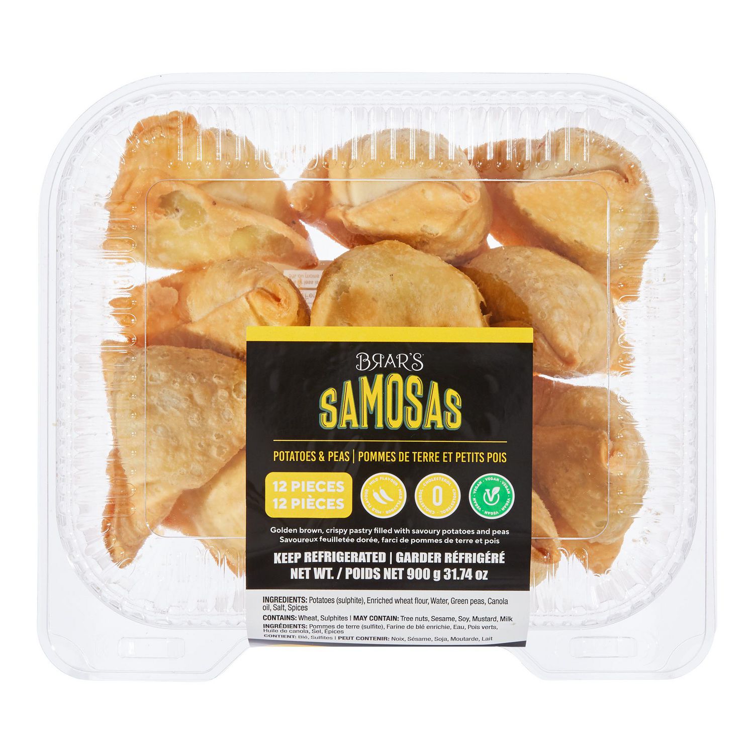 Brar’s Samosas, Potatoes and Peas, 12 pieces, 900 g