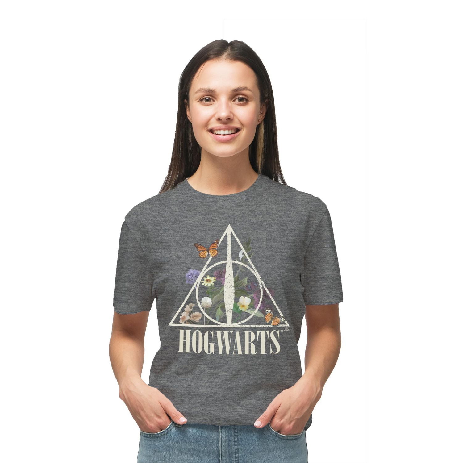 Harry Potter Ladies Hogwarts Floral Short Sleeve T-Shirt