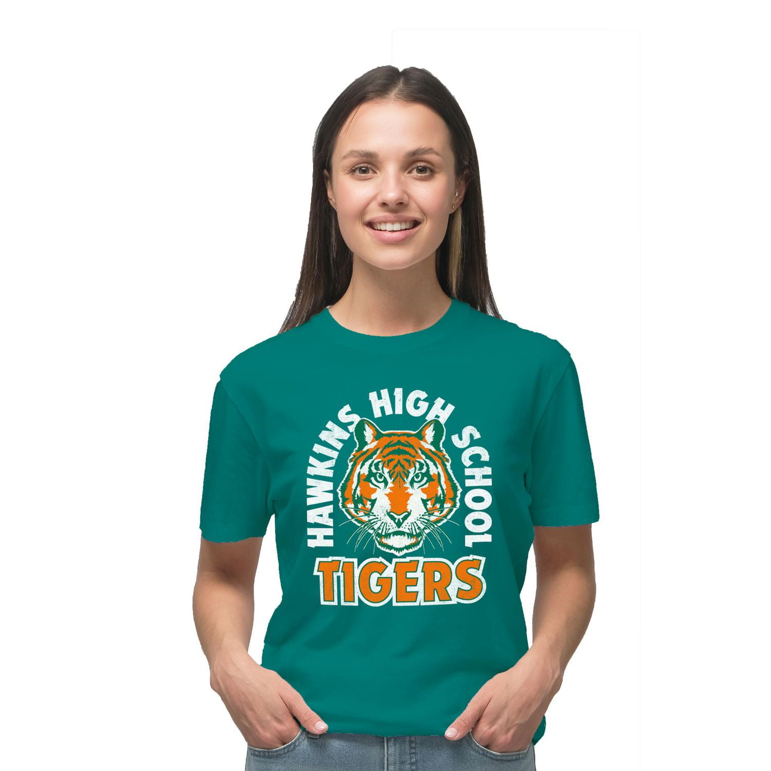 Stranger Things Ladies Hawkins Tigers Short Sleeve T-Shirt, Sizes: XS-XL