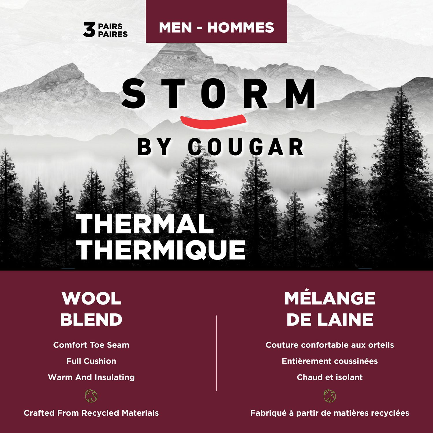 Women's Thermal Cotton Crew Sock 3-Pack