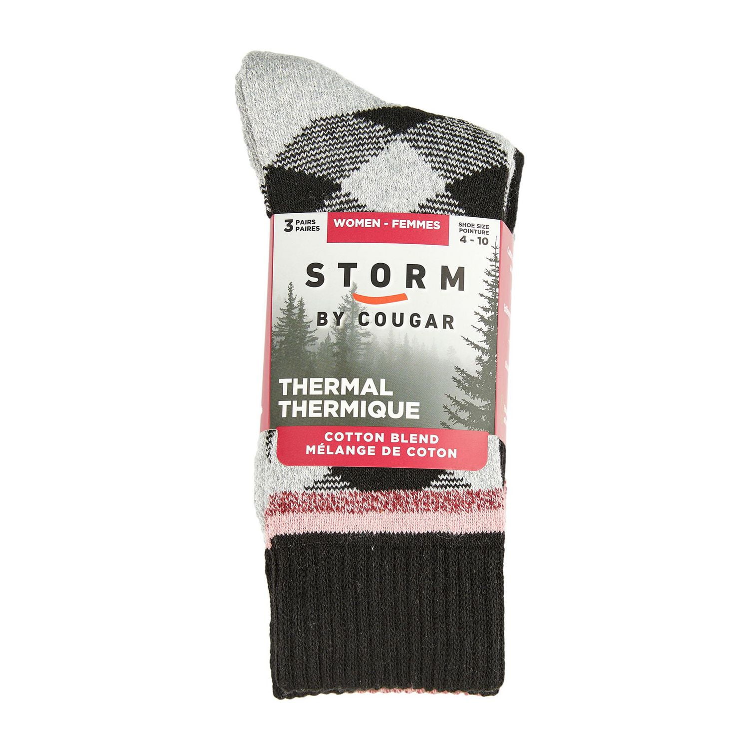 Chaussettes tube thermiques en coton pour femmes, 3 paires