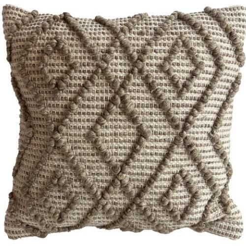 Coussin texturé Terra 18''x18'' - Taupe avec motif de diamant
