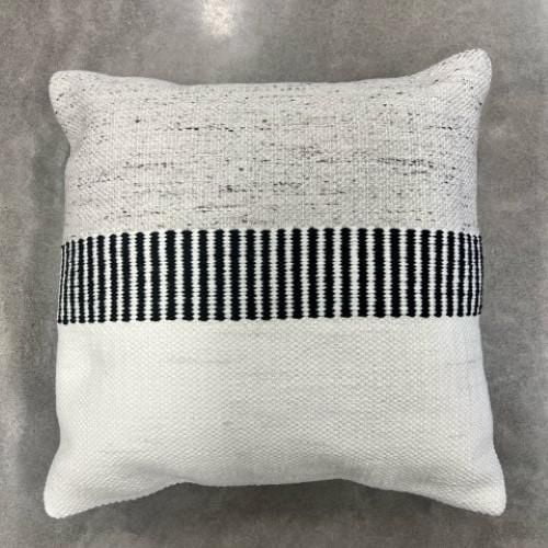Coussin à rayures Graphite 18''x18'' - Noir et naturel