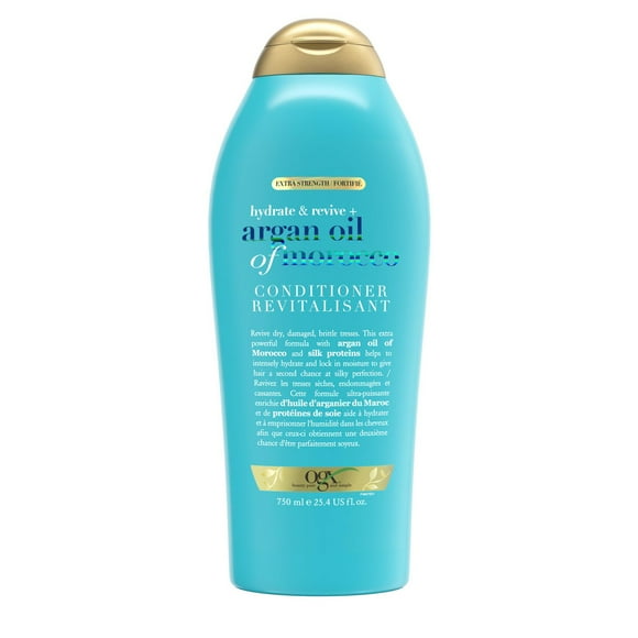 OGX Extra Strength Hydrate & Repair + Argan Oil of Morocco Conditioner for Dry, Damaged Hair, Cold-Pressed Argan Oil to Moisturize Hair, Paraben-Free, Sulfate-Free Surfactants, 750 mL