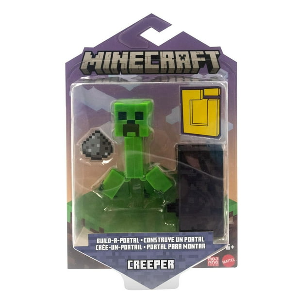 Figurine Minecraft Creeper Action, 8,25 cm, avec 1 pièce pour construire un  portail et 1