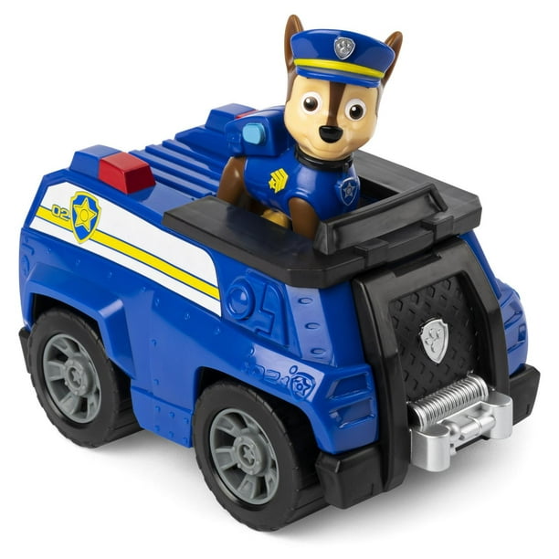 PAW Patrol, Voiture de police de Chase avec figurine à collectionner, pour  les enfants à partir de 3 ans 