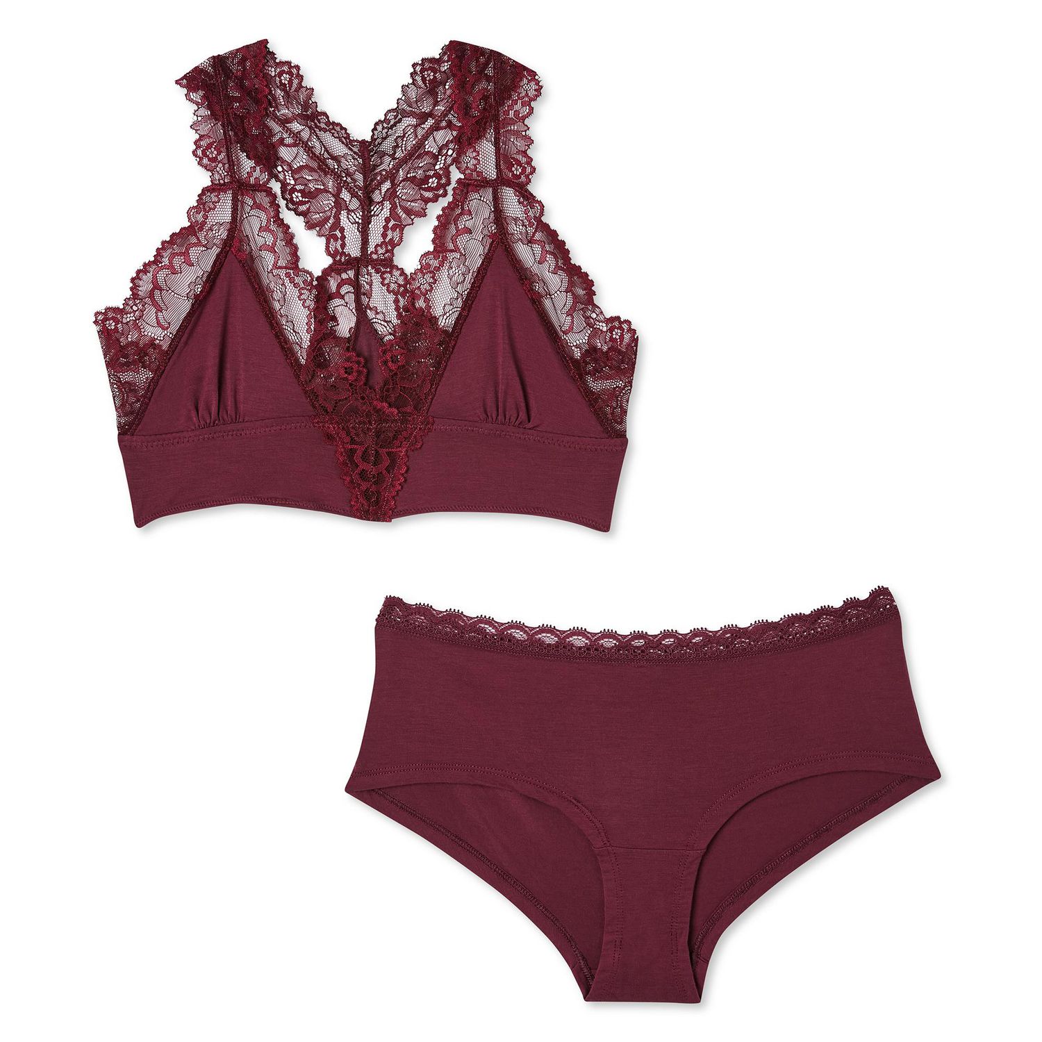 Ensemble 2 pièces à dentelle avec soutien-gorge léger et slip taille basse George pour femmes