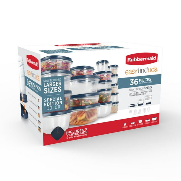 120 Units of Rubbermaid Easy Find Lids 38-Piece Food Storage Container Set,  Turquoise - MSRP 3598$ - Brand New (Lot # CP581403) - Restock Canada