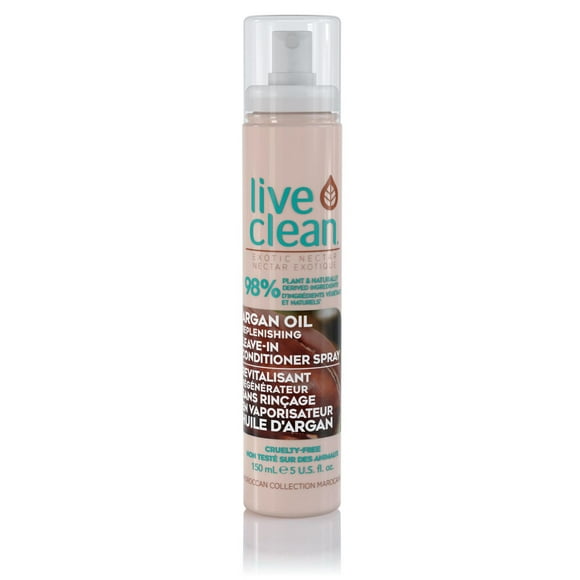 Live Clean Vaporisateur revitalisant à l'huile d'argan sans rinçage Exotic Nectar 150 ml, revitalisant sans rinçage