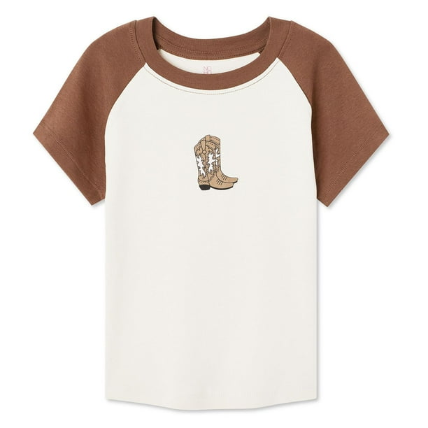 No Boundaries Women's Raglan Baby Tee, Sizes XS-XXL 