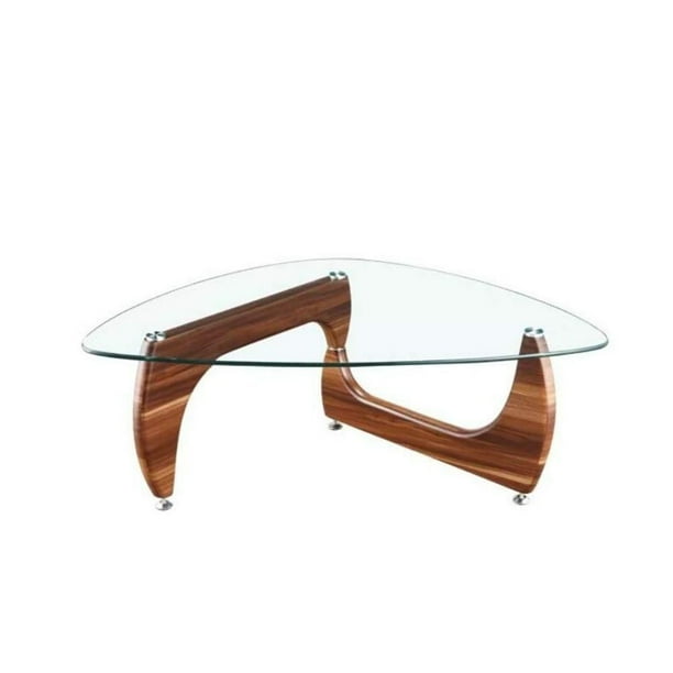 Noguchi small coffee table light finish with glass top with wood light ...