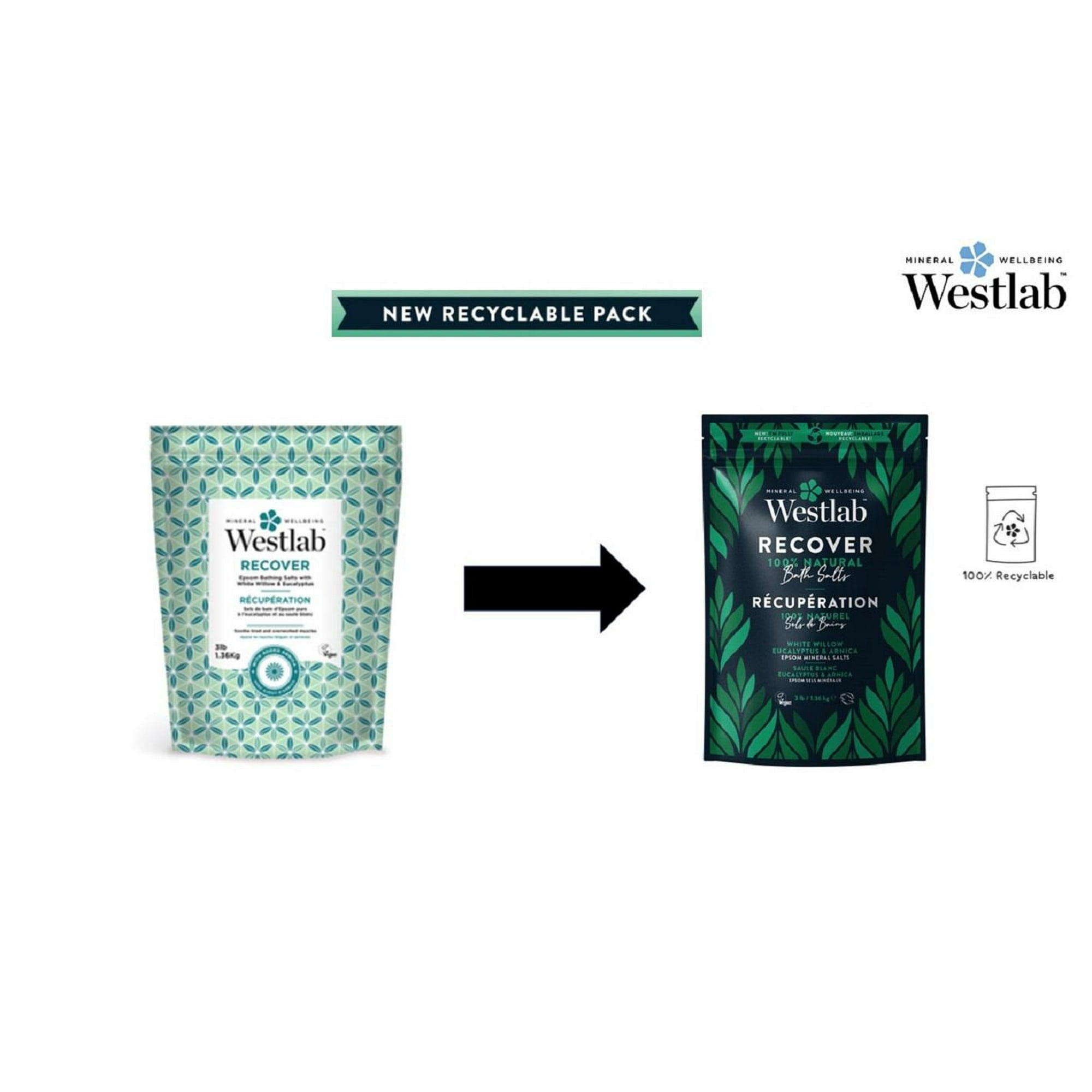 Westlab Recover - Epsom Bathing Salts with White Willow& Eucalyptus, with  added Arnica, Soothe Tired and overworked muscles