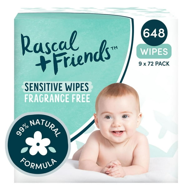 Lingettes pour bébés peau sensible Rascal + Friends - Pack de 9