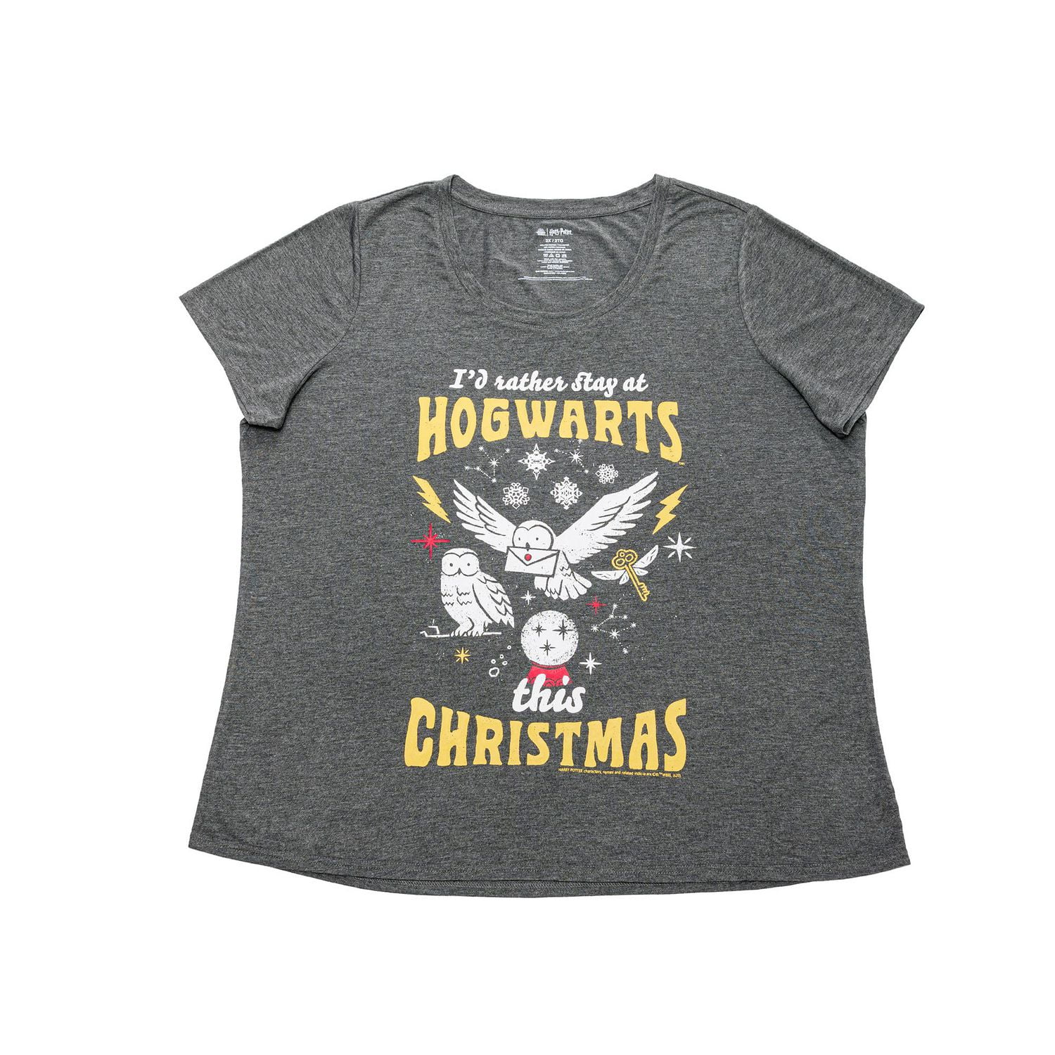 Haut bas à manches courtes Harry Potter Ladies Plus Christmas At Hogwarts
