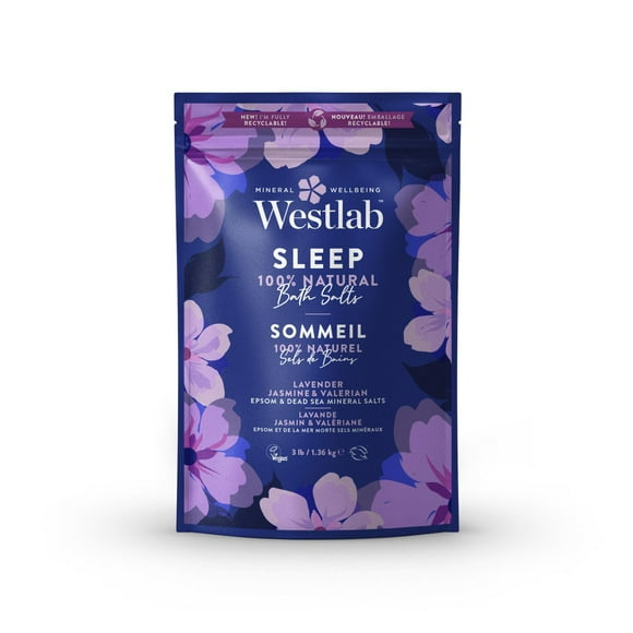 Westlab Sleep -Epsom & Dead Sea Bathing Salts with Lavender, Jasmine & Valerian | 100% natural ingredients, 100% Vegan, 100% Cruelty Free., 1.36kg (3lb)