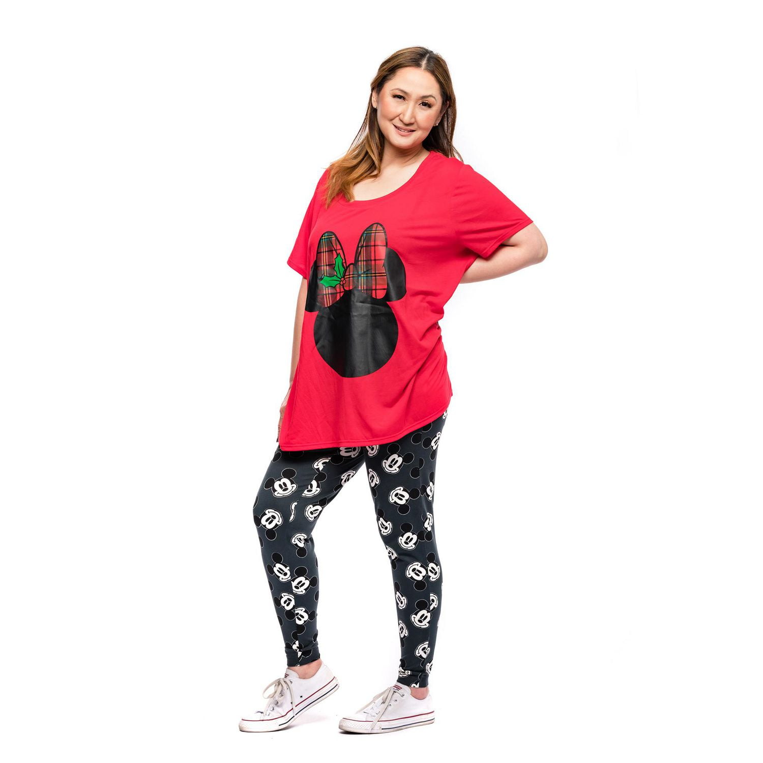 Disney Minnie Ladies Plus Holiday Short Sleeve High Low Top