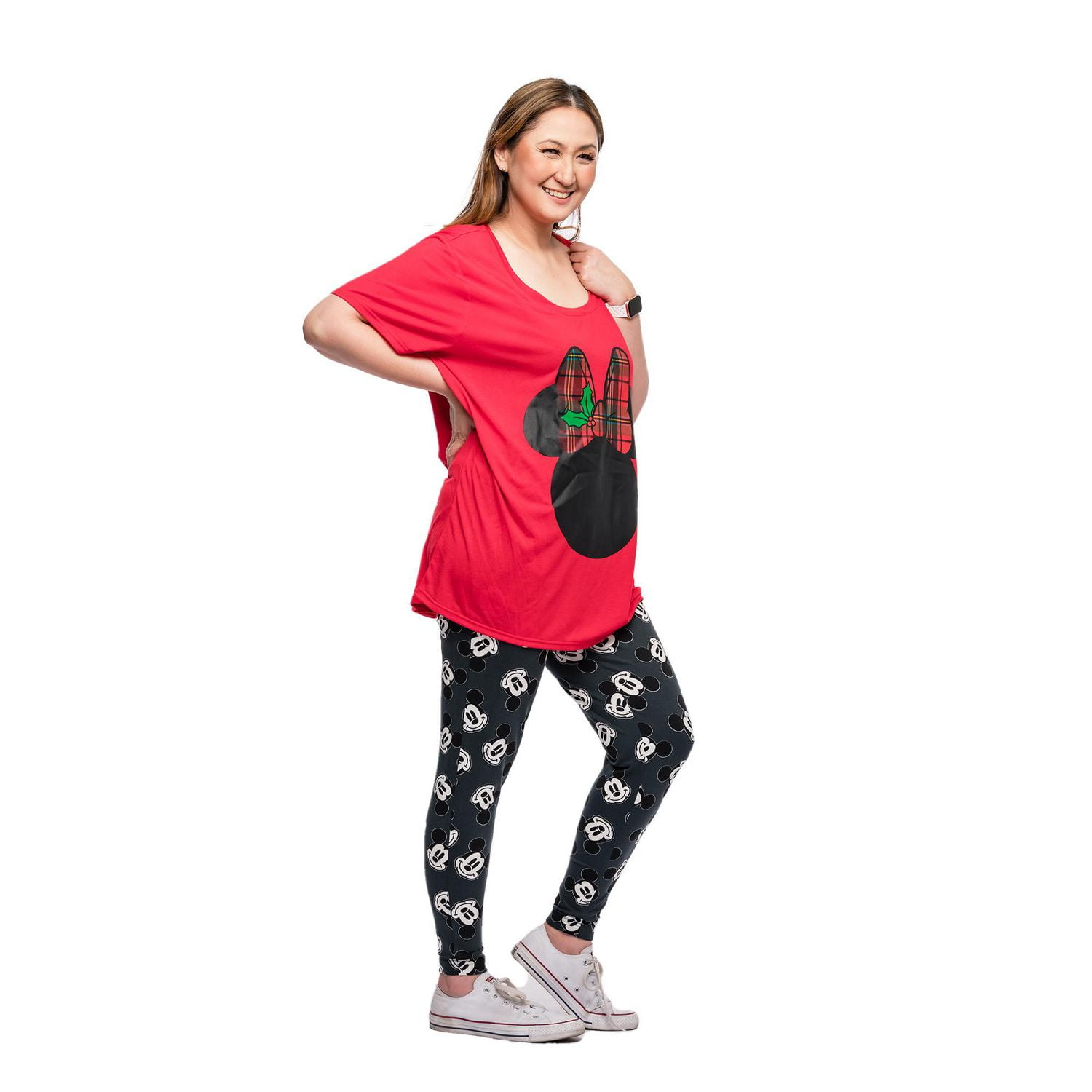 Disney Minnie Ladies Plus Holiday Short Sleeve High Low Top