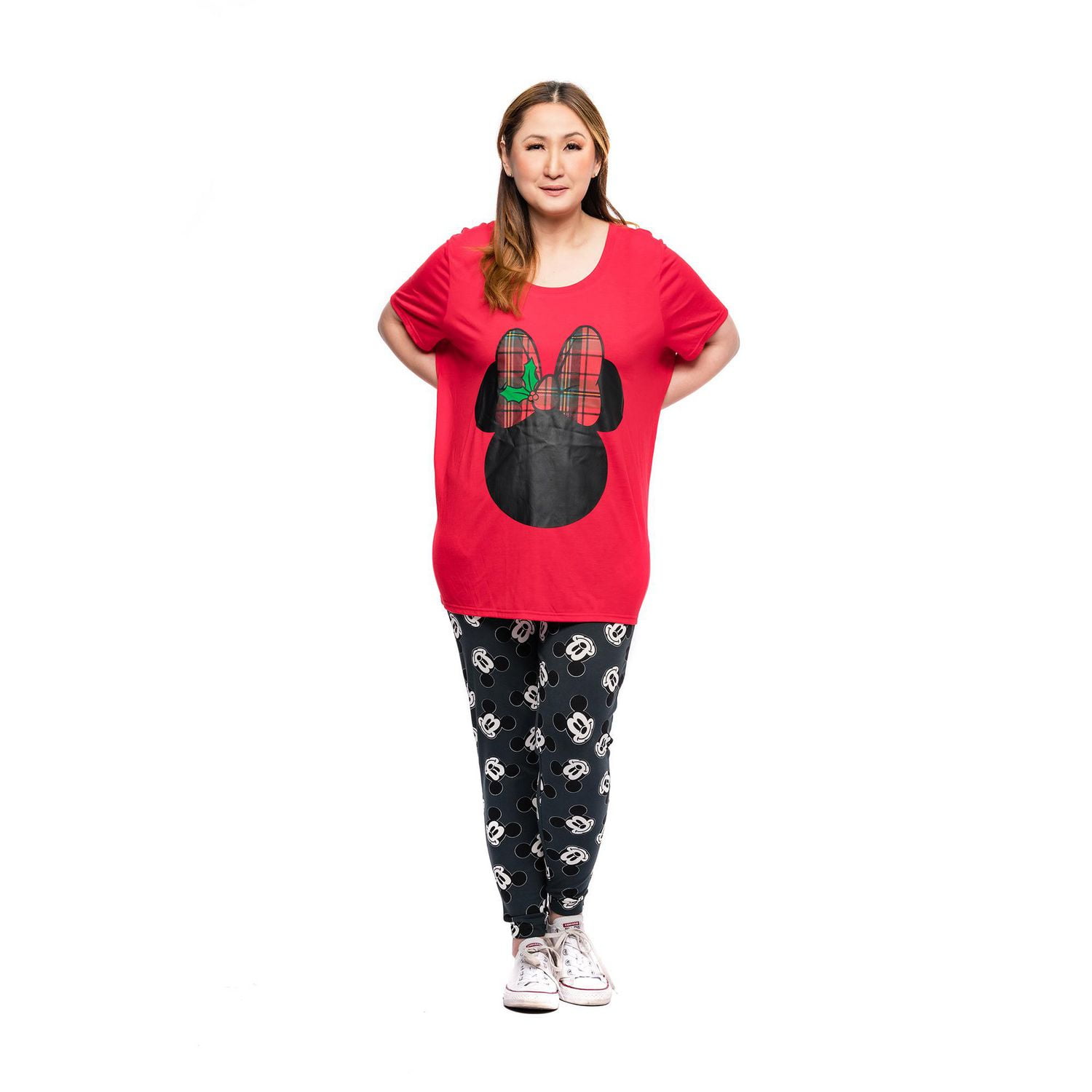 Disney Minnie Ladies Plus Holiday Short Sleeve High Low Top