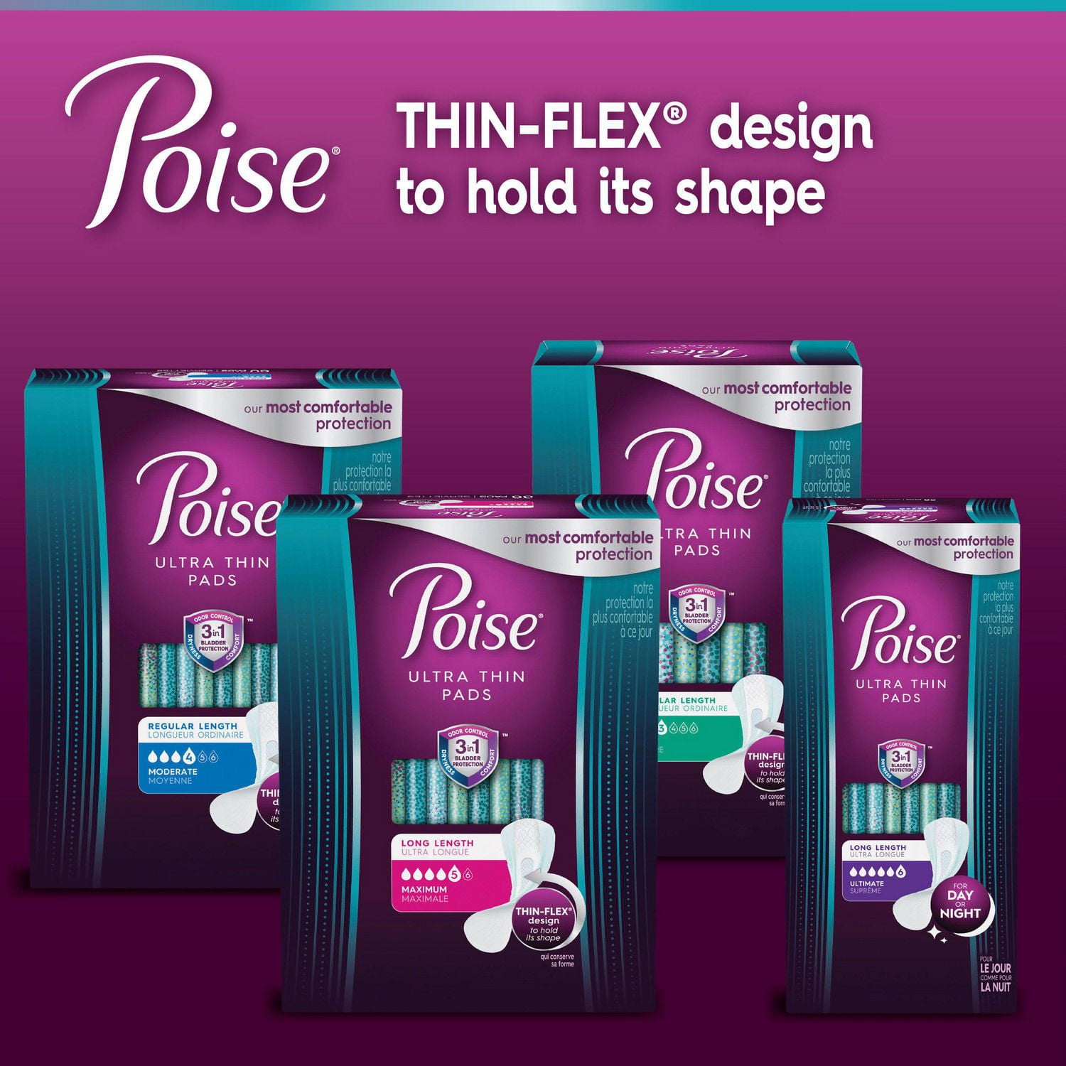Poise Ultra Thin Postpartum Incontinence Pads, Maximum Absorbency, Long Length, 36 Count