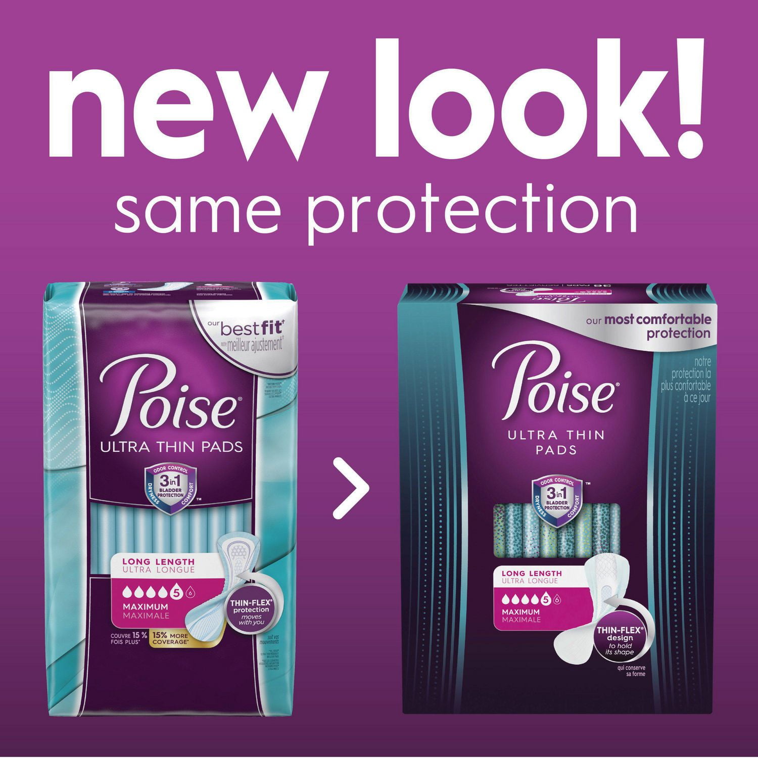 Poise Ultra Thin Postpartum Incontinence Pads, Maximum Absorbency, Long Length, 36 Count