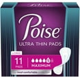 thumbnail image 1 of Poise Ultra Thin Incontinence Pads, Maximum Absorbency, Long Length, Bladder Control Pads, 11 Count, 1 of 7