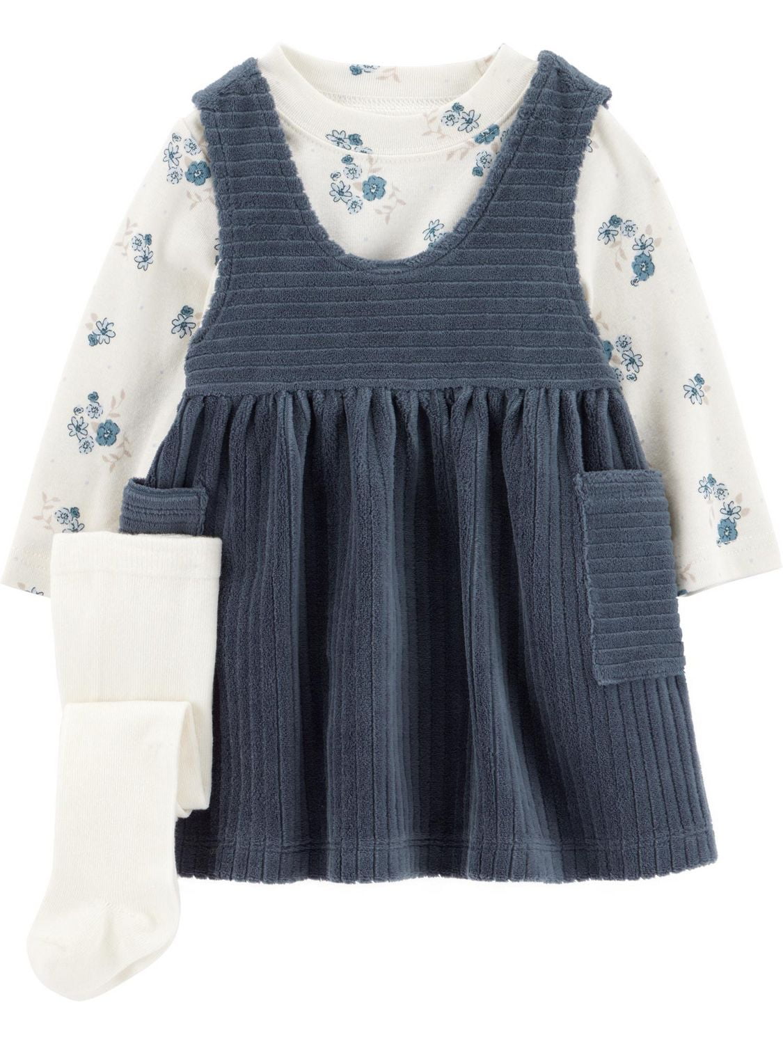 Carter's Child of Mine Baby Girl 3 Piece Jumper Set - Blue Floral